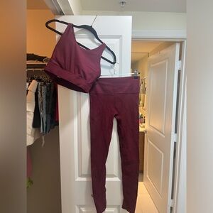 Fabletics maroon leggings and sports bra set
